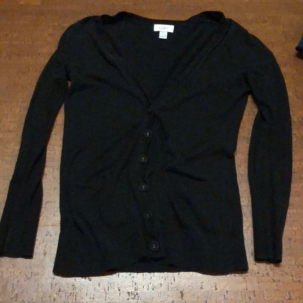 LOFT v neck black button up cardigan